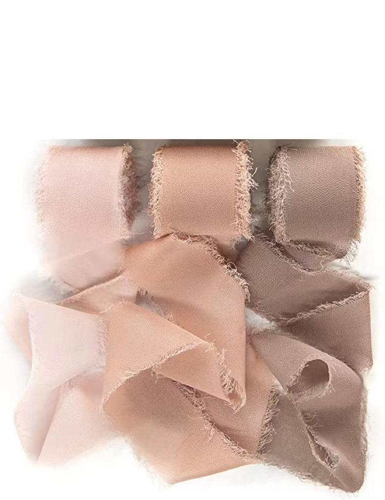 Bulk 3Pcs Handmade Fringe Chiffon Ribbon Mixed 5.4 Yd Smooth Ribbon for Wedding Party Decoration Wholesale