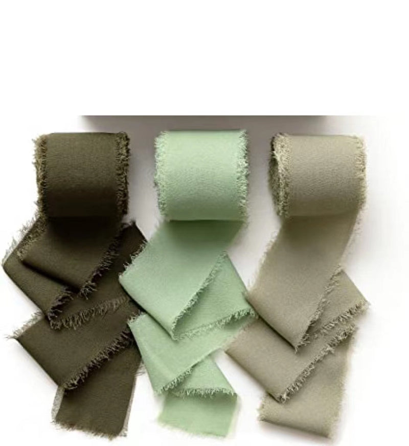 Bulk 3Pcs Handmade Fringe Chiffon Ribbon Mixed 5.4 Yd Smooth Ribbon for Wedding Party Decoration Wholesale