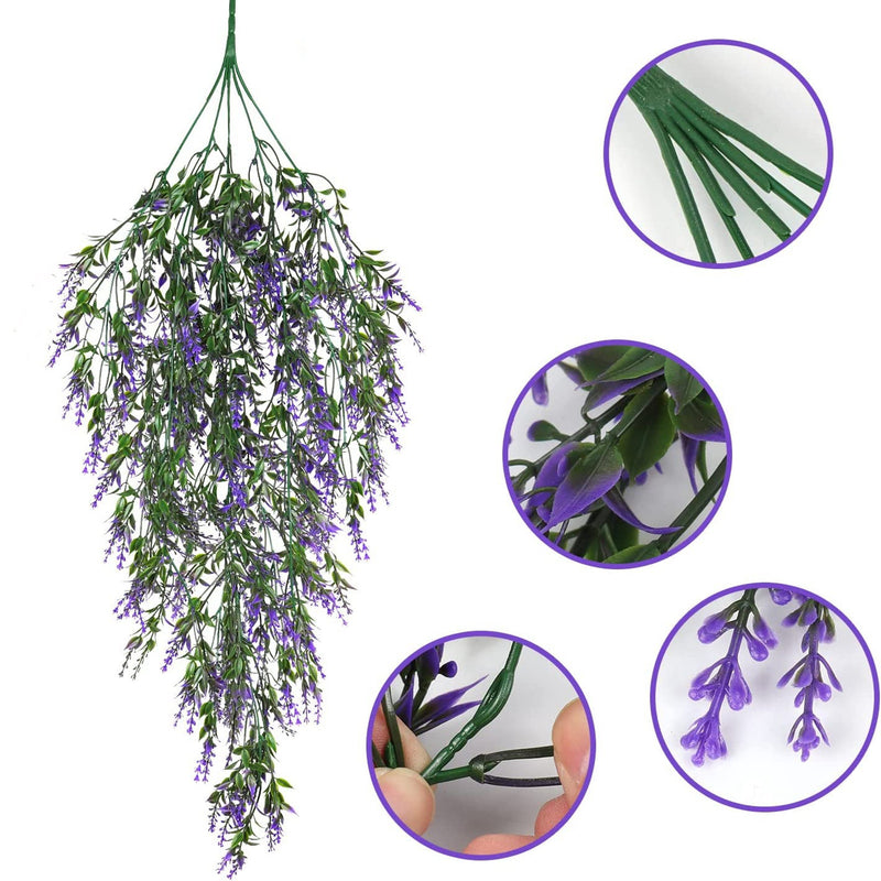 lavender hanging plant Bulk Lavender Hanging Flowers Garland Plants Hanging for Outdoors UV R — Artificialmerch