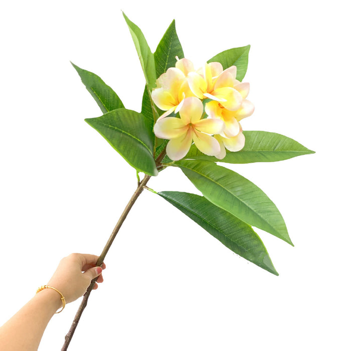 Bulk 35"  Long Hawaiian Frangipani Stems Spray Branch Real Touch Artificial Plumeria Floral Arrangement Wholesale