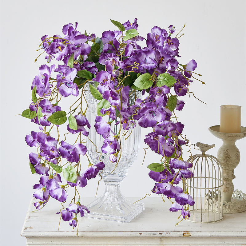 Bulk 2pcs Hibiscus Weeping Flowers Artificial Hanging Plants UV Resistant for Outdoors Wholesale