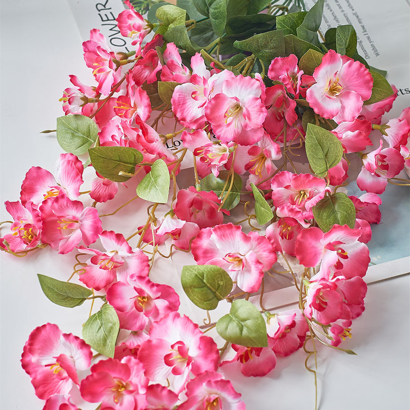 Bulk 2pcs Hibiscus Weeping Flowers Artificial Hanging Plants UV Resistant for Outdoors Wholesale