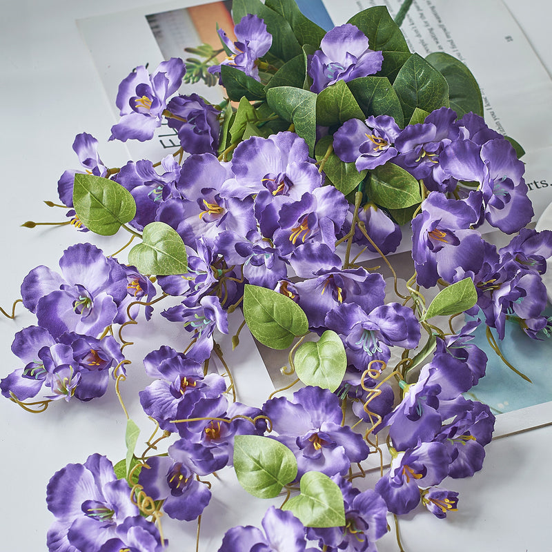 Bulk 2pcs Hibiscus Weeping Flowers Artificial Hanging Plants UV Resistant for Outdoors Wholesale