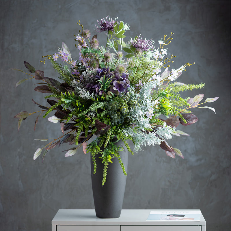 Bulk 31" Artificial Green Purple Flower Bouquet with Vase – Elegant Decor for Hotel Lobby & Reception Wholesale