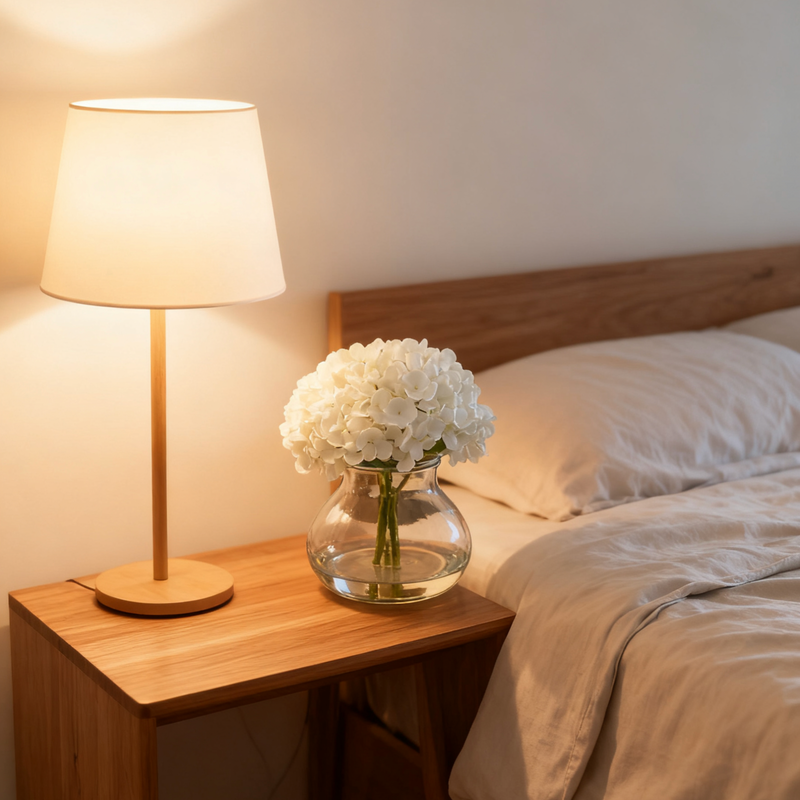 Bulk Real Touch Artificial Hydrangea Arrangement in Glass Vase with Faux Clear Water Wholesale