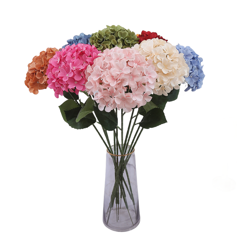 Lot de 5 tiges de fleurs d'hortensia en soie de 24 pouces en vrac pour centre de table floral, boutique de fête de mariage, baby shower, vente en gros