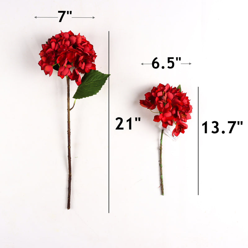 Fleurs d'hortensia en soie en vrac avec tiges et feuilles pour la décoration de table de fête de mariage à domicile en gros