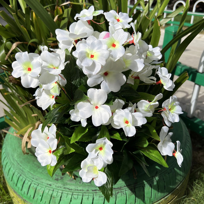 Bulk 2025 Upgraded Large Impatiens Bush 24 Stems Outdoor Artificial Flowers UV Resistant Wholesale