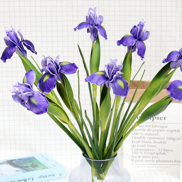 Bulk 8Pcs 23" Iris Flower Artificial Real Touch Long Stems Wholesale