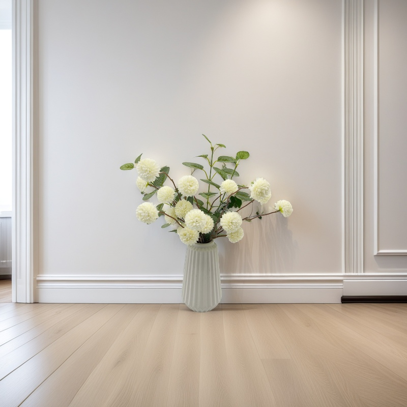 Bulk 16" Ivory White Pompon Mum Arrangement In Ceramic Vase Wholesale