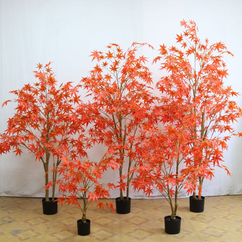 Bulk Artificial Japanese Maple Silk Tree Lifelike Tree Fall Plant with Basket Decoration Wholesale