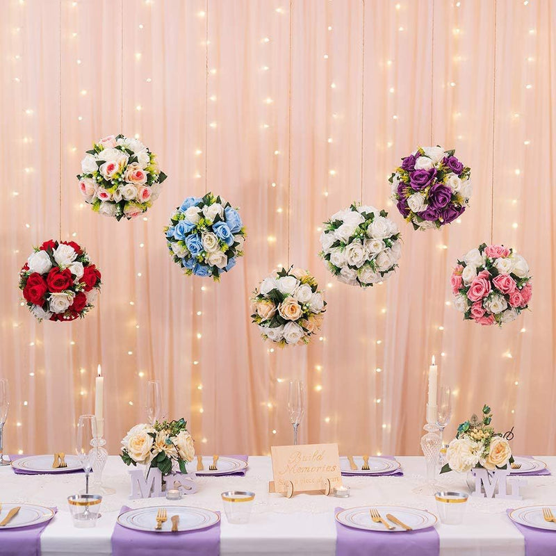 Lot de 10 boules de fleurs artificielles en tissu de luxe, 20 couleurs, pour embrasser, vente en gros