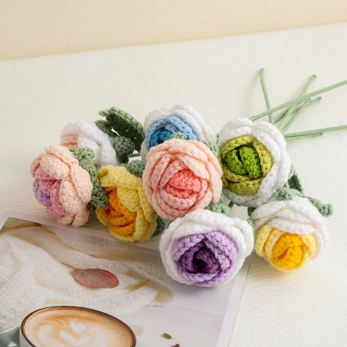 Bulk Knitting Crochet Flower Peony Crochet Handmade for Vase Arrangements Home Office Decor Wholesale