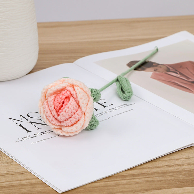 Crochet en vrac de fleur de pivoine au crochet fait à la main pour les arrangements de vases, décoration de bureau à domicile en gros