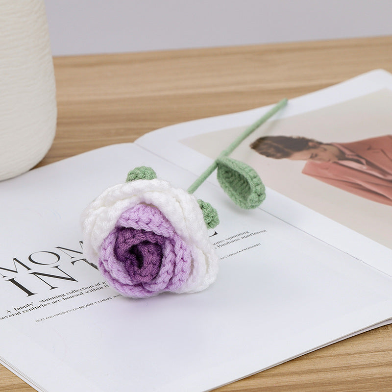 Crochet en vrac de fleur de pivoine au crochet fait à la main pour les arrangements de vases, décoration de bureau à domicile en gros