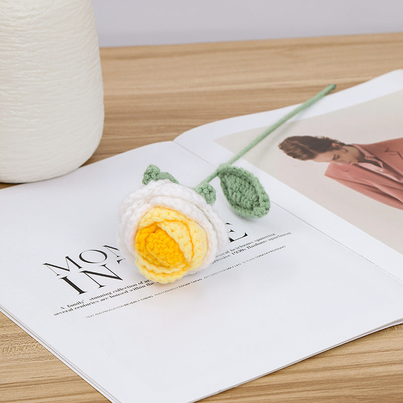 Crochet en vrac de fleur de pivoine au crochet fait à la main pour les arrangements de vases, décoration de bureau à domicile en gros