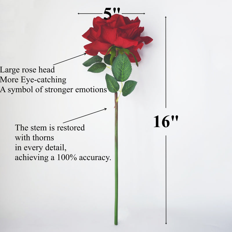 Bulk Gorgeous Large Headed Real Touch Velvet Rose Flowers with Stems Wholesale