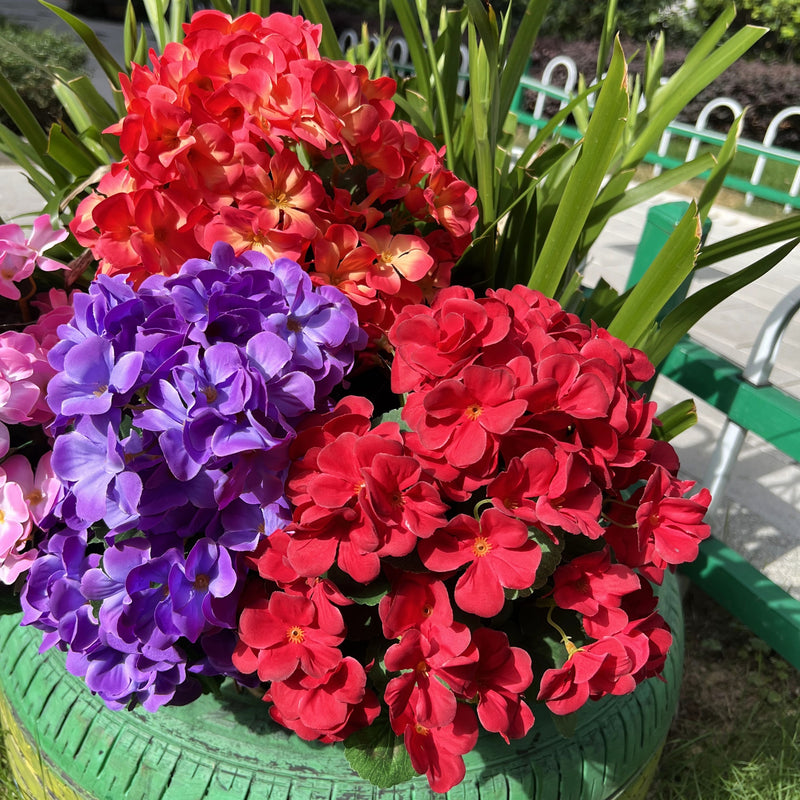 Bulk 2025 Upgraded Large Geranium Bush 24 Stems Outdoor Artificial Flowers  UV Resistant Wholesale