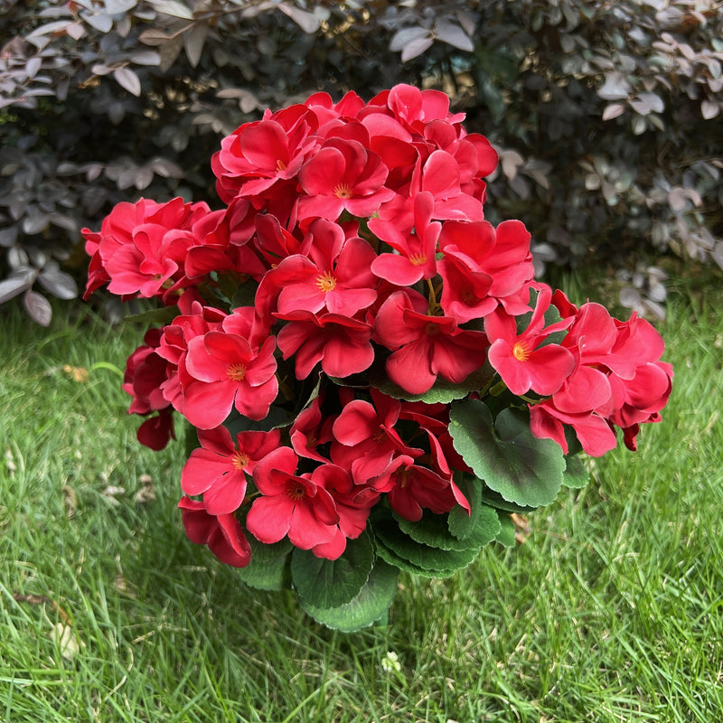 Bulk 2025 Upgraded Large Geranium Bush 24 Stems Outdoor Artificial Flowers  UV Resistant Wholesale