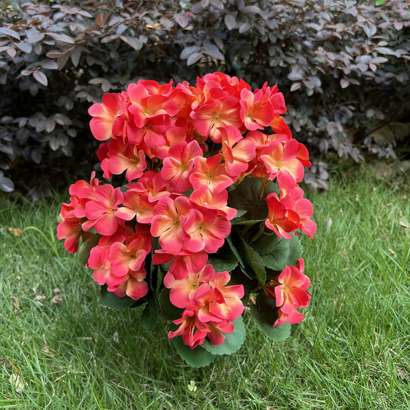Bulk 2025 Upgraded Large Geranium Bush 24 Stems Outdoor Artificial Flowers  UV Resistant Wholesale
