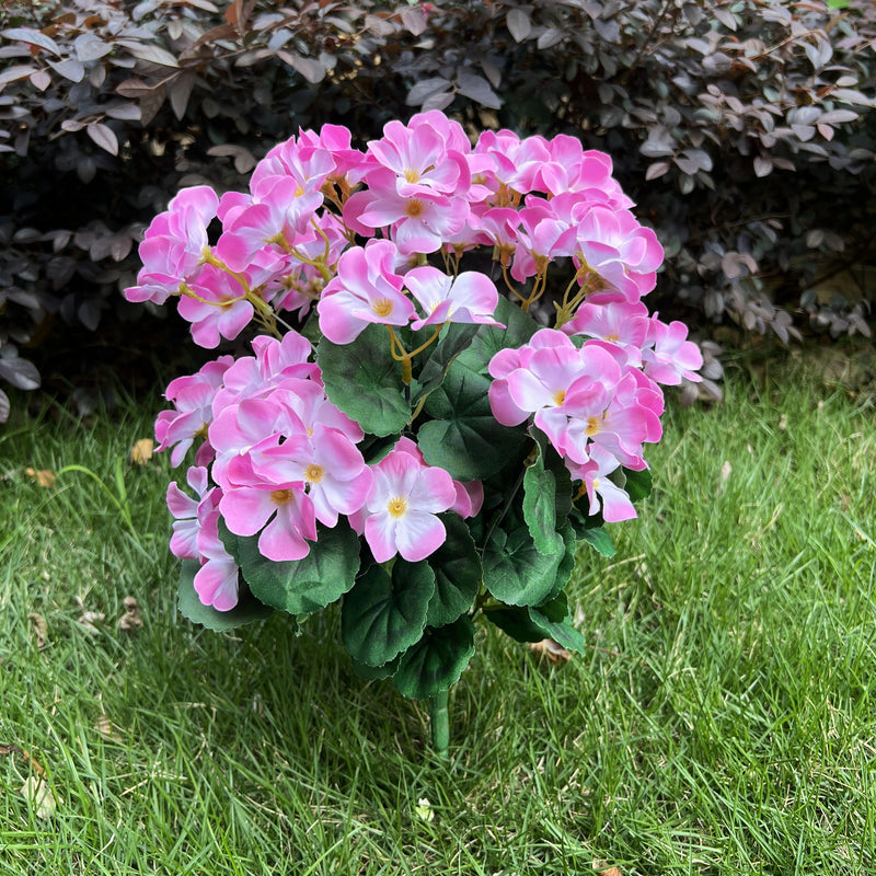 Bulk 2025 Upgraded Large Geranium Bush 24 Stems Outdoor Artificial Flowers  UV Resistant Wholesale