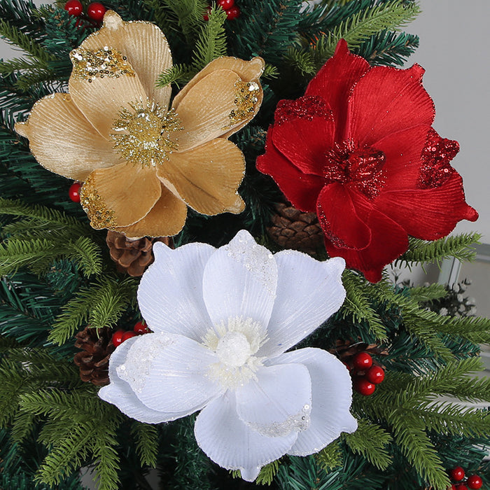 Bulk Large Glitter Artificial Flower Christmas Tree Wreath DIY Ornaments Wholesale