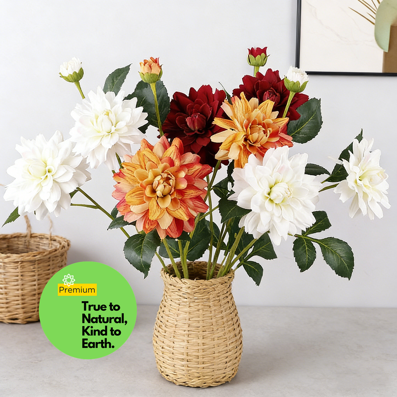 Premium 29" Large Real Touch Dahlia - Lifelike Silk Floral Arrangements for Weddings & Home Decor