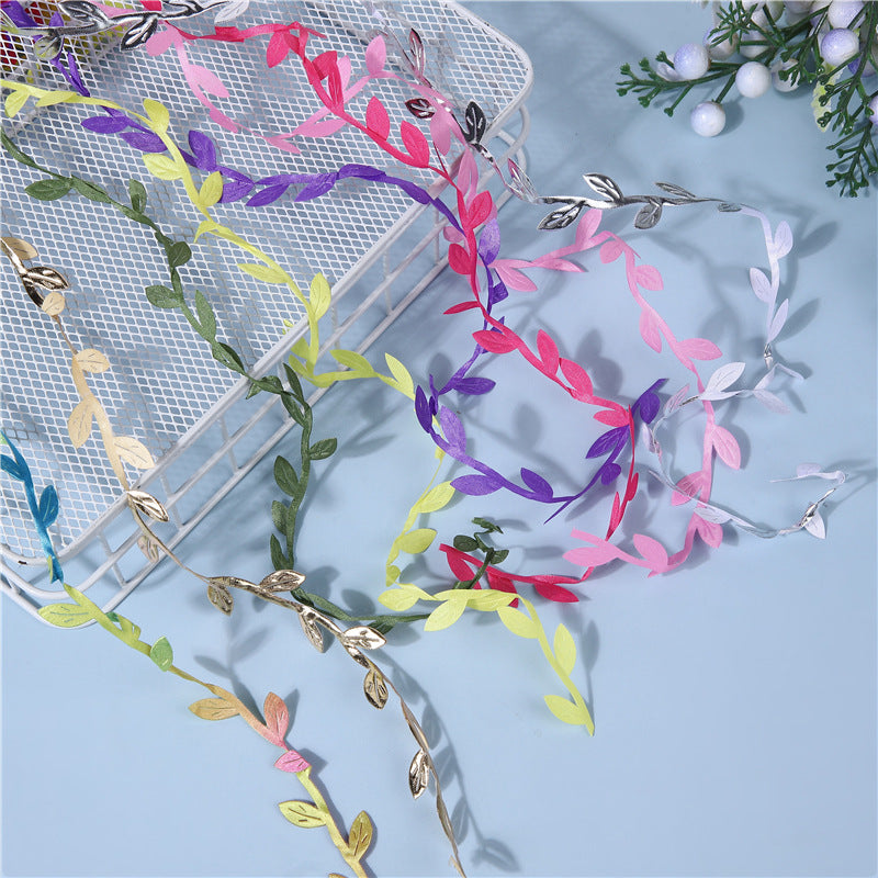 Bulk 32Ft Leaves Ribbon Fake Ivy Leaf Garland for DIY Wedding Party Craft Wall Decoration