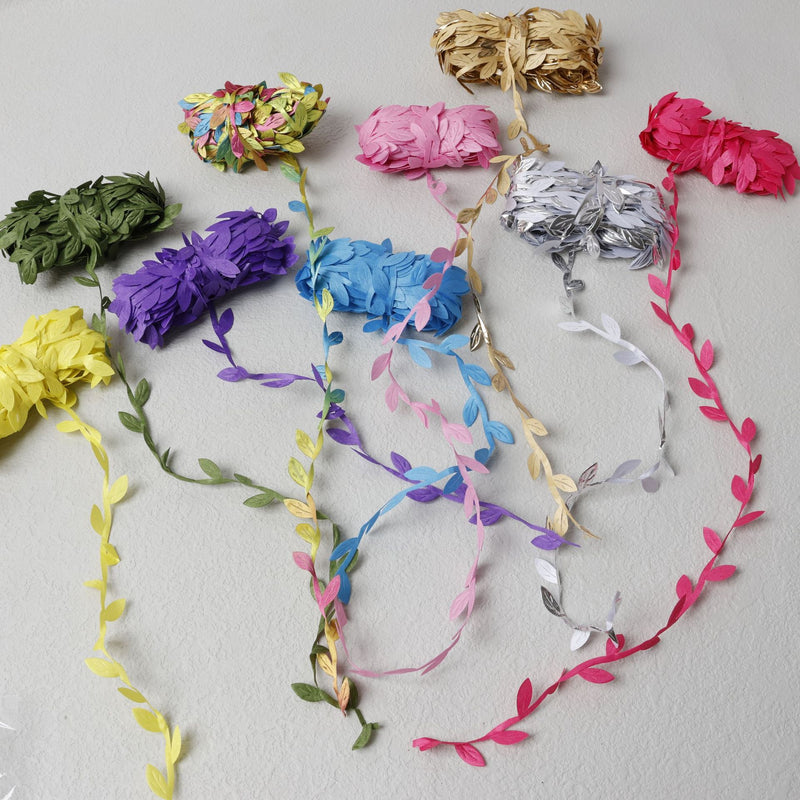 Bulk 32Ft Leaves Ribbon Fake Ivy Leaf Garland for DIY Wedding Party Craft Wall Decoration