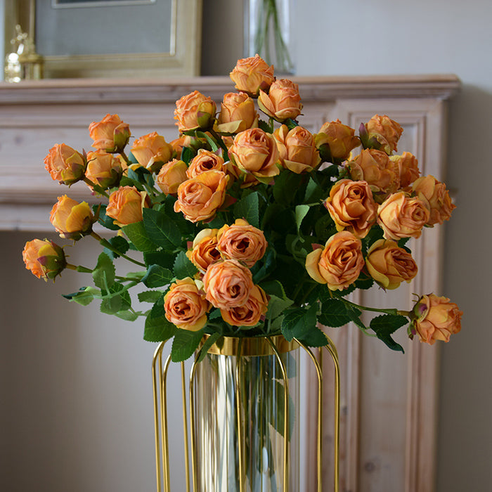 Bulk 17.3" Lifelike Artificial Mini Roses with Burnt Edge for Home Decor, Wedding Centerpieces, DIY Crafts Wholesale