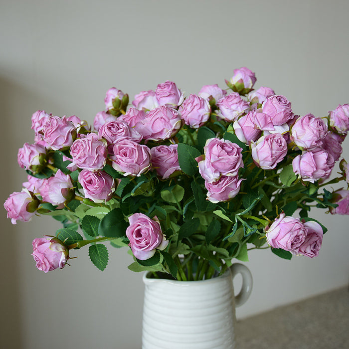 Bulk 17.3" Lifelike Artificial Mini Roses with Burnt Edge for Home Decor, Wedding Centerpieces, DIY Crafts Wholesale