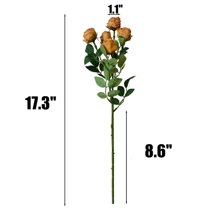Bulk 17.3" Lifelike Artificial Mini Roses with Burnt Edge for Home Decor, Wedding Centerpieces, DIY Crafts Wholesale