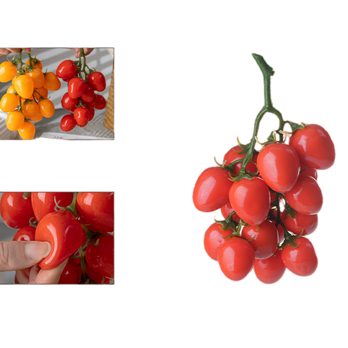 Bulk Lifelike Artificial Cherry Tomatoes Cluster Real Touch Fruits Wholesale