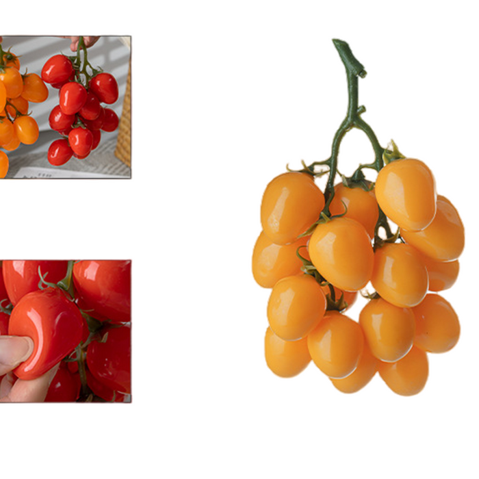 Bulk Lifelike Artificial Cherry Tomatoes Cluster Real Touch Fruits Wholesale