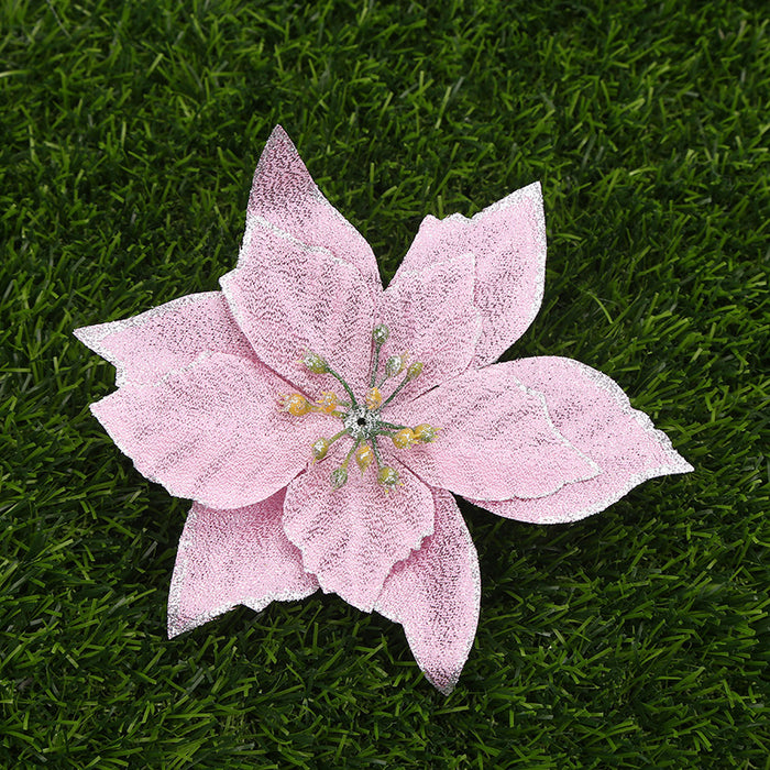 Bulk 10Pcs Poinsettias Artificial Christmas Flowers Fuchsia Pink Trendy Decoration Wholesale