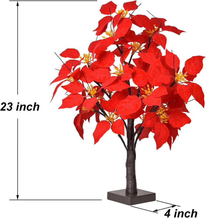 Bulk Lighted Artificial Poinsettia Flower Tree Battry Operated Tabletop Wholesale
