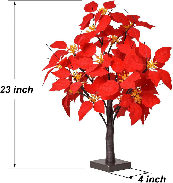 Bulk Lighted Artificial Poinsettia Flower Tree Battry Operated Tabletop Wholesale