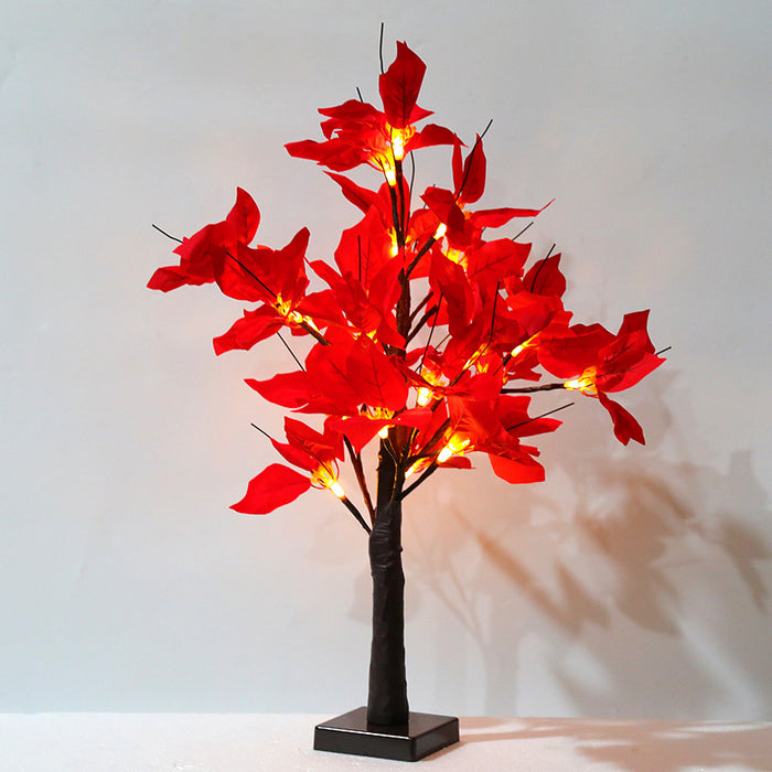 Bulk Lighted Artificial Poinsettia Flower Tree Battry Operated Tabletop Wholesale