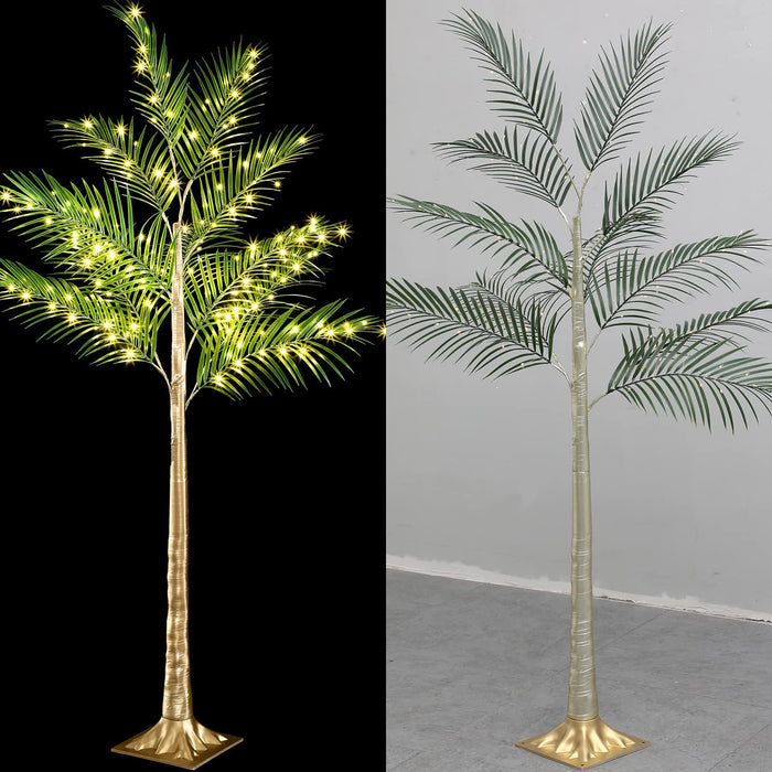 Bulk Lighted Palm Tree Warm LED Artificial Greenery with Lights with Adapter Patio Pool Tiki Decor Indoor Outdoor