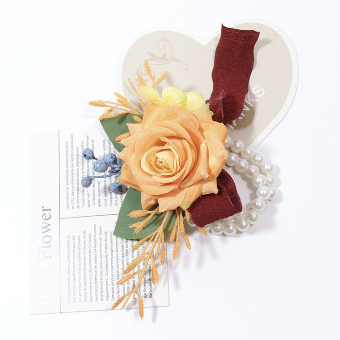 Bulk Orange Rose Flower Wrist Corsage Handmade Wholesale