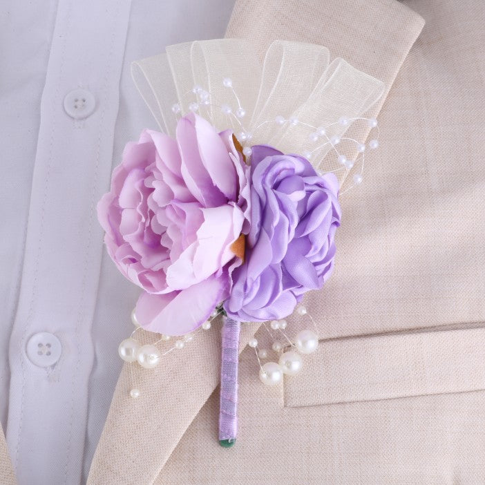 Boutonnières de mariage en gros de pivoines de glycine lilas