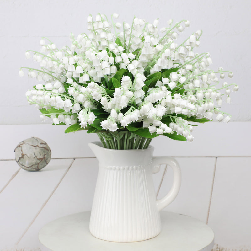 white lily centerpieces weddings Bulk 13.8" Lily of The Valley Stem Faux White Flowers for Wedding Cent — Artificialmerch
