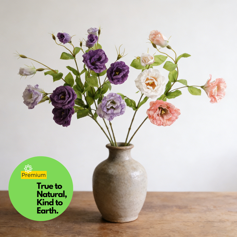 Premium 19.6" Real Touch Lisianthus - Lifelike Silk Floral Arrangements for Weddings & Home Decor