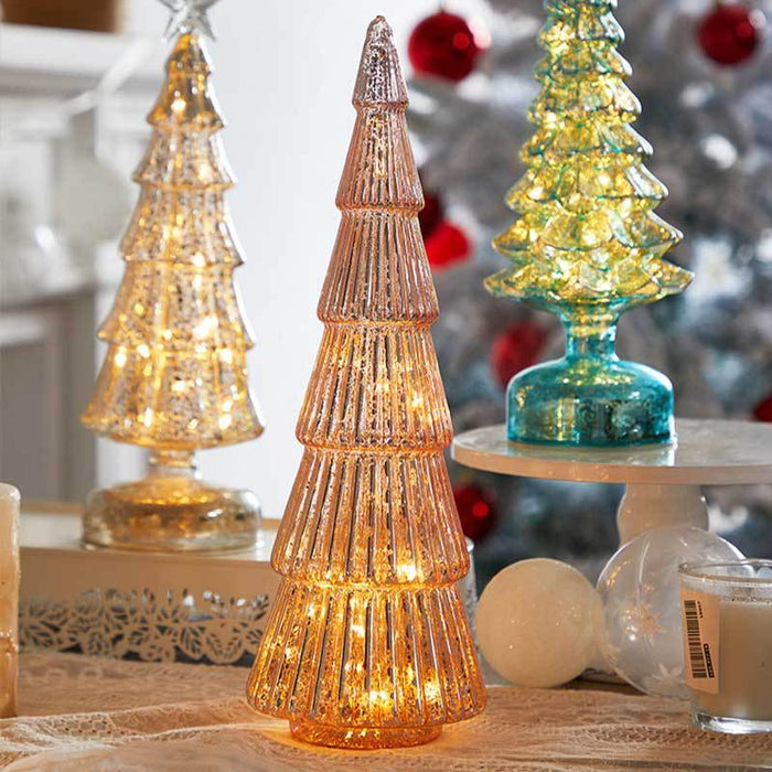 Bulk Lit Tabletop Glass Trees Christmas Table Decoration Wholesale