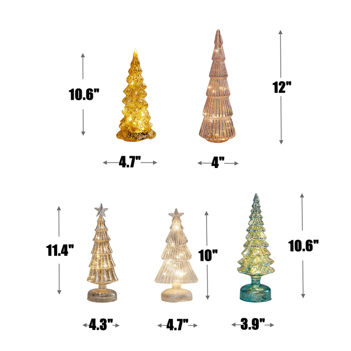 Bulk Lit Tabletop Glass Trees Christmas Table Decoration Wholesale