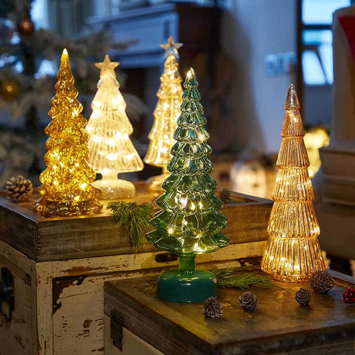 Bulk Lit Tabletop Glass Trees Christmas Table Decoration Wholesale