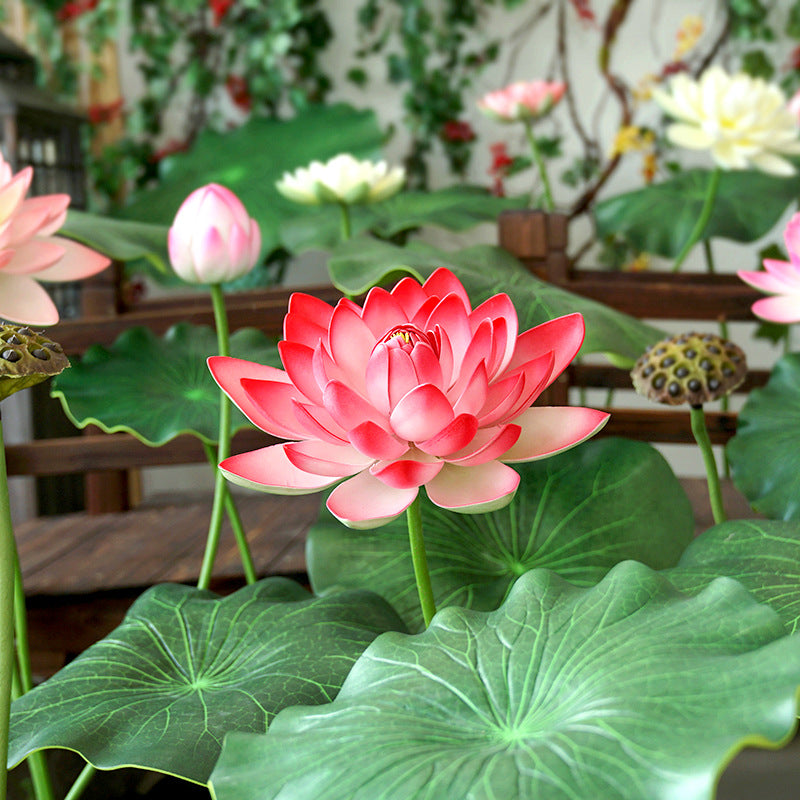 Tiges de lotus extra larges de 35 pouces en vrac, fleurs artificielles au toucher réaliste, vente en gros