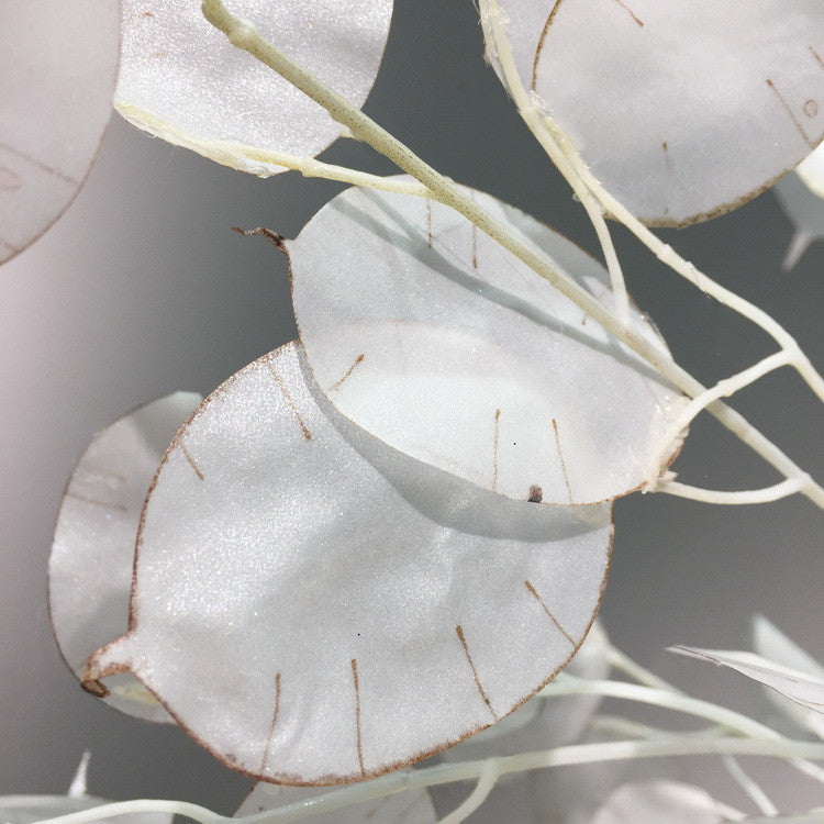 Tiges et branches de Lunaria Wabi-Sabi en vrac de 35 pouces, feuilles blanches et orange brûlées, plantes en gros