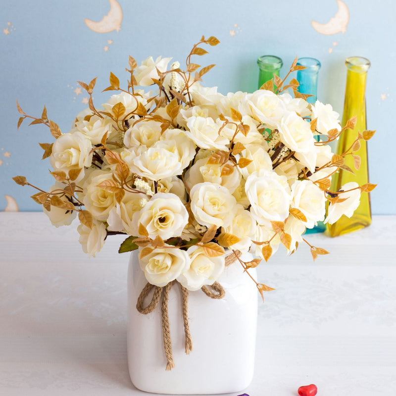 Bouquet de mini rosiers en soie de 12 po pour l'artisanat de table en gros