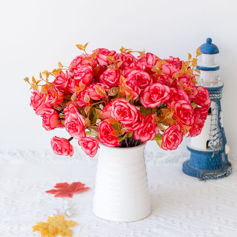 Bouquet de mini rosiers en soie de 12 po pour l'artisanat de table en gros